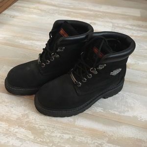 Harley Davidson riding boots and sweatshirt